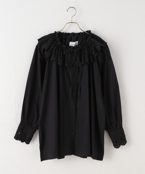 sara mallika サラマリカ ブラウス 七分袖 コットン トップス Sara mallika サラマリカ ブラウス Cotton Volume Frill Short