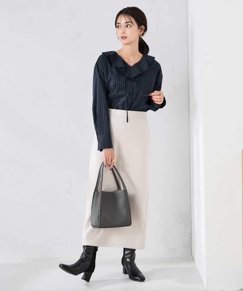 a.v.v（アー・ヴェ・ヴェ） ブラウス シャツ ラッフルフリルストライプ