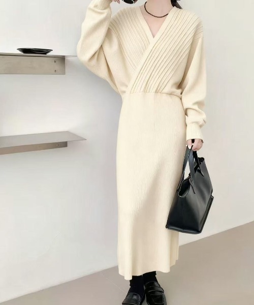 Diosfront ワンピース カシュクールニットワンピース : ZOZOTOWN Yahoo