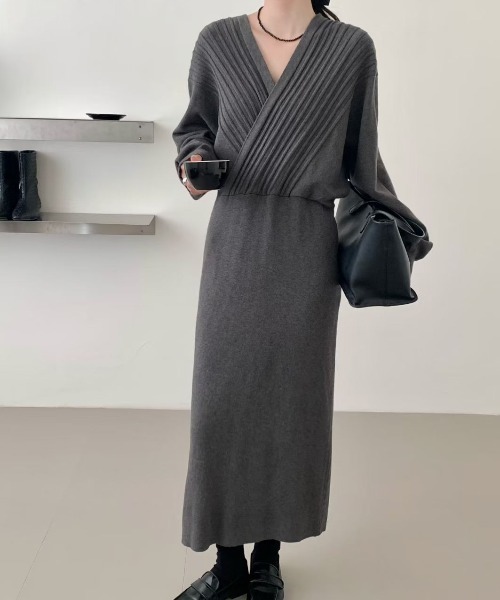 Diosfront ワンピース カシュクールニットワンピース : ZOZOTOWN Yahoo