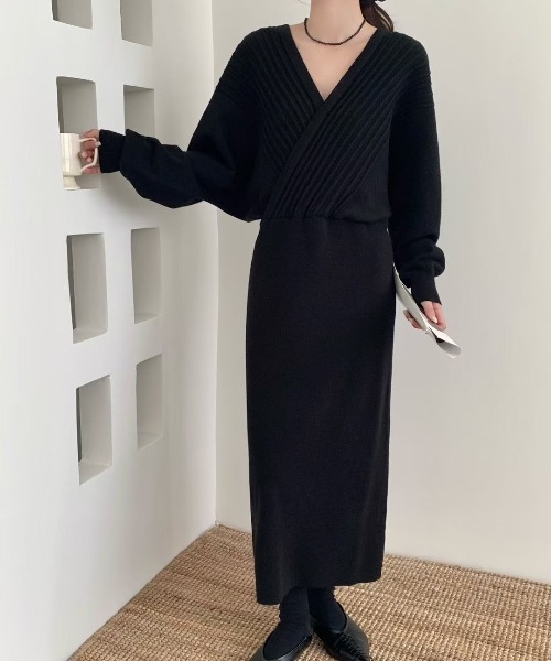 Diosfront ワンピース カシュクールニットワンピース : ZOZOTOWN Yahoo