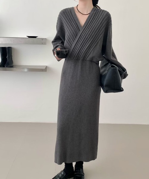 Diosfront ワンピース カシュクールニットワンピース : ZOZOTOWN Yahoo