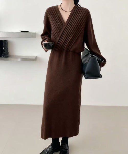 Diosfront ワンピース カシュクールニットワンピース : ZOZOTOWN Yahoo