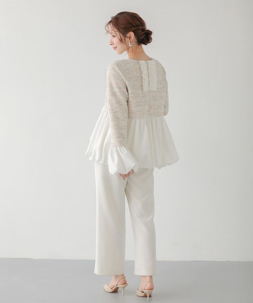 Fitmore♡完売品 ツイードバックフリルバルーントップス Fit more（フィットモア） ツイードバックフリルバルーントップス