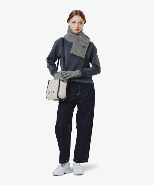 LACOSTE（ラコステ） 手袋 アラン柄ブレンドウールニットグローブ