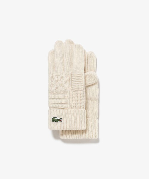 LACOSTE（ラコステ） 手袋 アラン柄ブレンドウールニットグローブ