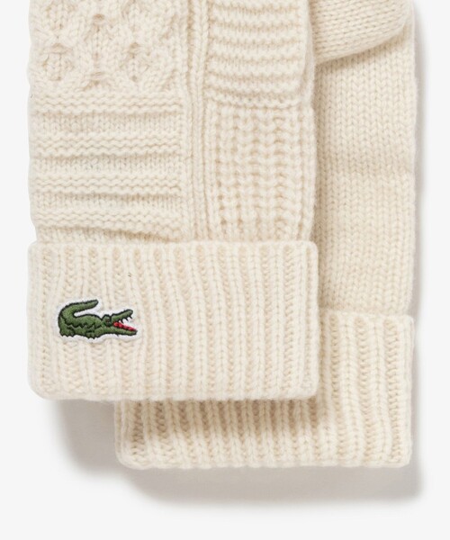 LACOSTE（ラコステ） 手袋 アラン柄ブレンドウールニットグローブ