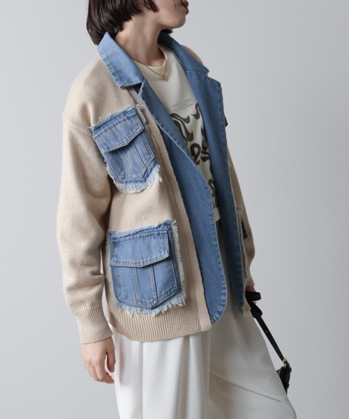 Bou Jeloud（ブージュルード） コート アウター ニットコンビデニム