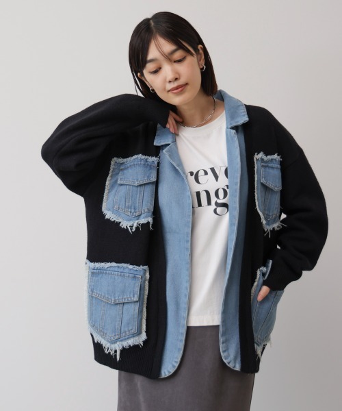 Bou Jeloud（ブージュルード） コート アウター ニットコンビデニム