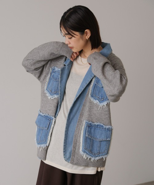 Bou Jeloud（ブージュルード） コート アウター ニットコンビデニム