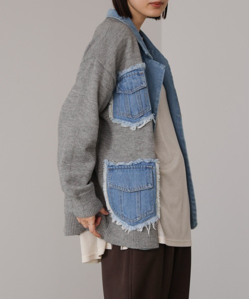 Bou Jeloud（ブージュルード） コート アウター ニットコンビデニム