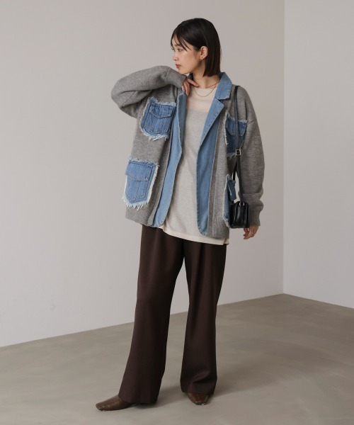 Bou Jeloud（ブージュルード） コート アウター ニットコンビデニム