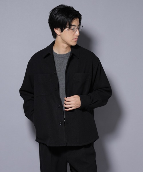 nano・universe ジープレザーレギュラーカラーシャツブルゾン ブラック nano・universe ジープレザーレギュラーカラーシャツブルゾン ブラック
