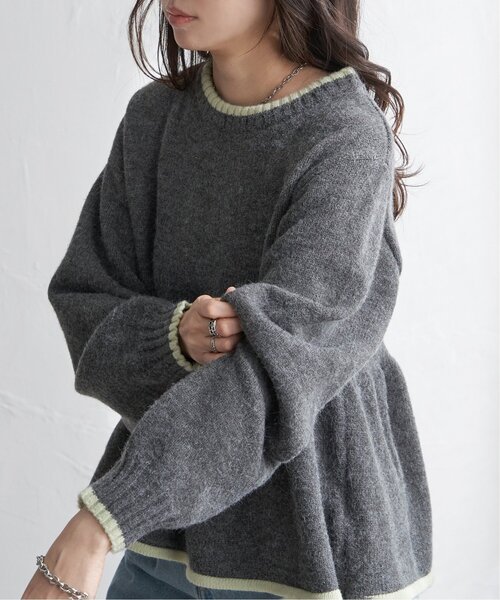 VENCE EXCHANGE ニット セーター アルパカタッチ配色プルオーバー