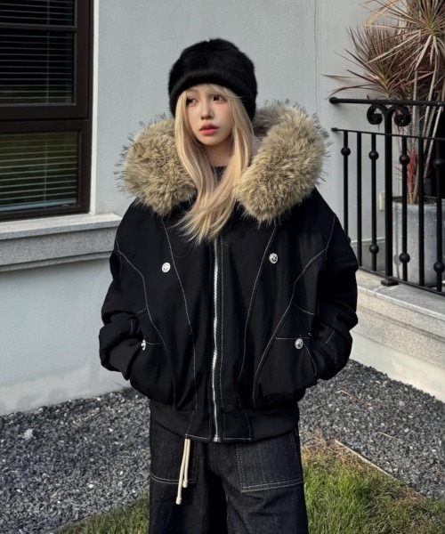 MASHIRO tシャツ 「MASHIRO」エコファーフード付きMA-1ジャケット(MA