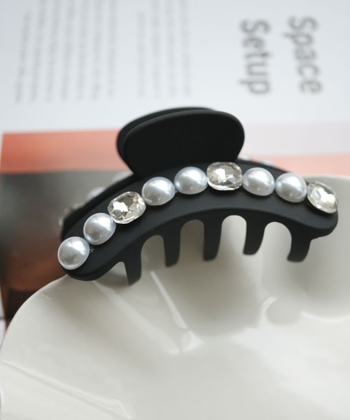 Port（ポート） ヘアクリップ 「 」 ブラックベース パール＆ビジュー