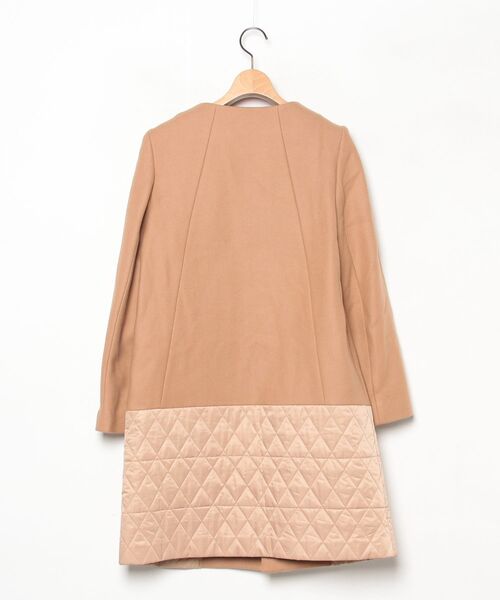 「MICHEL KLEIN」 キルティング中綿コート 38 ベージュ レディース_画像2