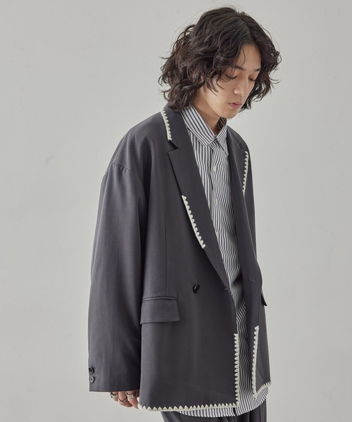 「JUNRED」 テーラードジャケット M チャコールグレー メンズ_画像6
