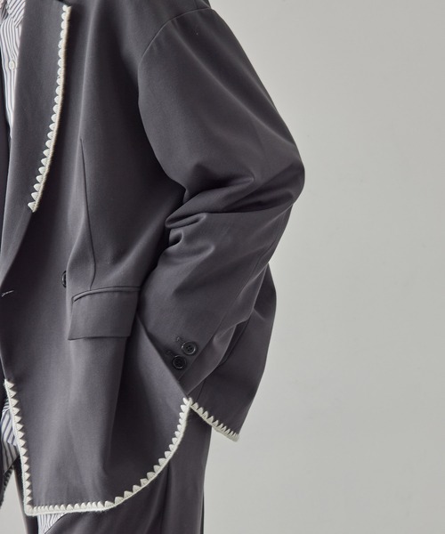 「JUNRED」 テーラードジャケット M チャコールグレー メンズ_画像7