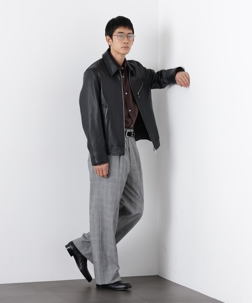 01992 ナノユニバース　シングルライダースジャケット　ラムレザー　メンズ　L Amazon.co.jp: [ナノ・ユニバース] バンドカラー レザー シングル