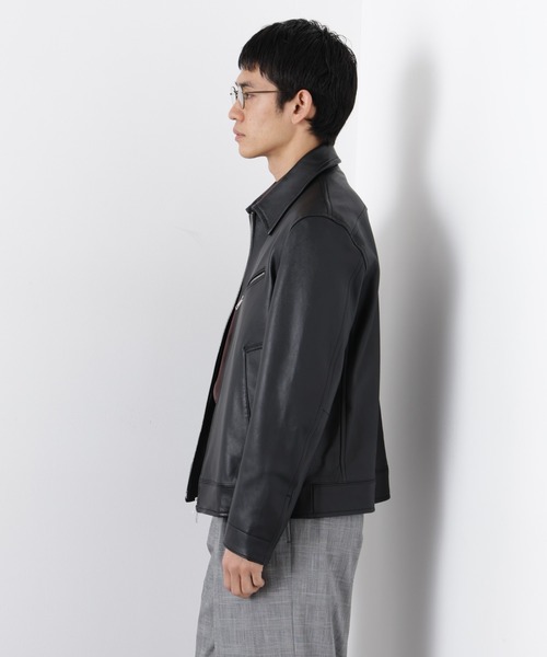 【美品】ナノユニバース ライダースジャケット ラムレザー サイズL NANO universe（ナノ・ユニバース） 革ジャン ライダース ラムナッパ