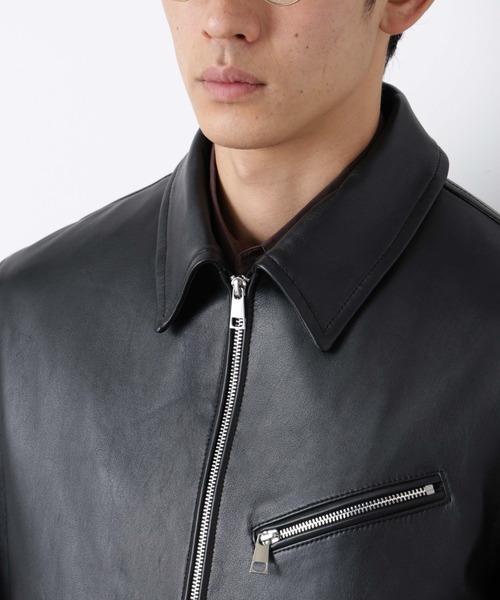 【美品】ナノユニバース ライダースジャケット ラムレザー サイズL NANO universe（ナノ・ユニバース） 革ジャン ライダース ラムナッパ