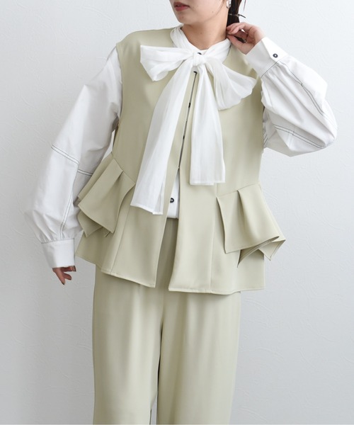 Eimee Law(エイミーロウ) セットアップ 折り紙フリルジレ×パンツ Eimee Law(エイミーロウ) セットアップ 折り紙フリルジレ×パンツ