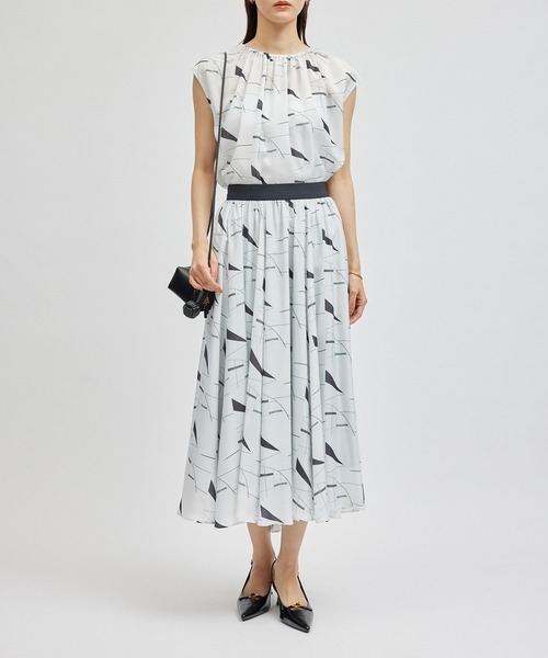 「ROPE'」 プリーツスカート 36 ライトグレー レディース_画像6