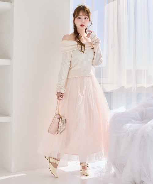 one after another NICE CLAUP tシャツ リボンドロストオフショル