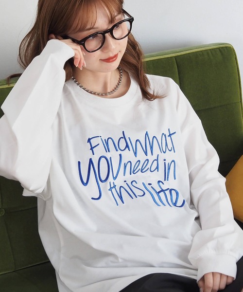 tiptop（ティップトップ） tシャツ アソートロゴ刺繍ロンT レディース