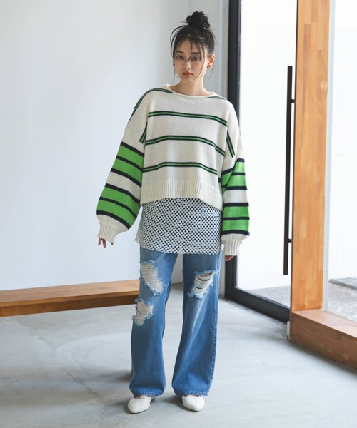 「bohmal」 長袖ニット FREE グリーン レディース_画像3