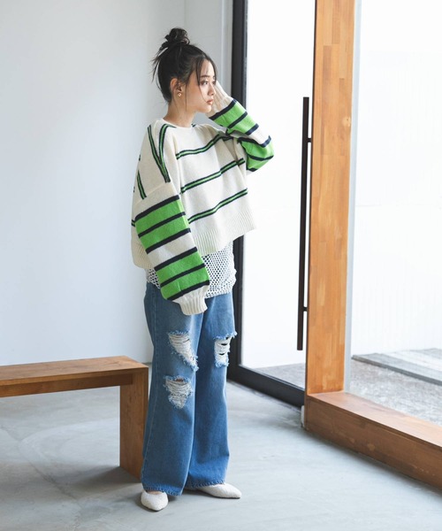 「bohmal」 長袖ニット FREE グリーン レディース_画像5