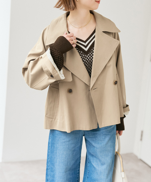 【美品】spick&Span 　ショート丈トレンチコート　36サイズ Spick＆Span（スピック アンド スパン） トレンチコート コート ソフト