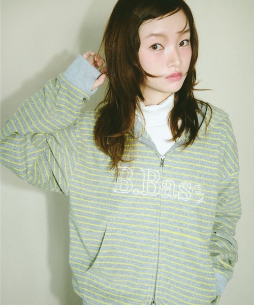 Broken base ボーダー　パーカー BROKEN BASE（ブロークンベース） パーカー B.Base Border Double-Zip