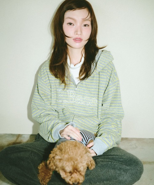 Broken base ボーダー　パーカー BROKEN BASE（ブロークンベース） パーカー B.Base Border Double-Zip