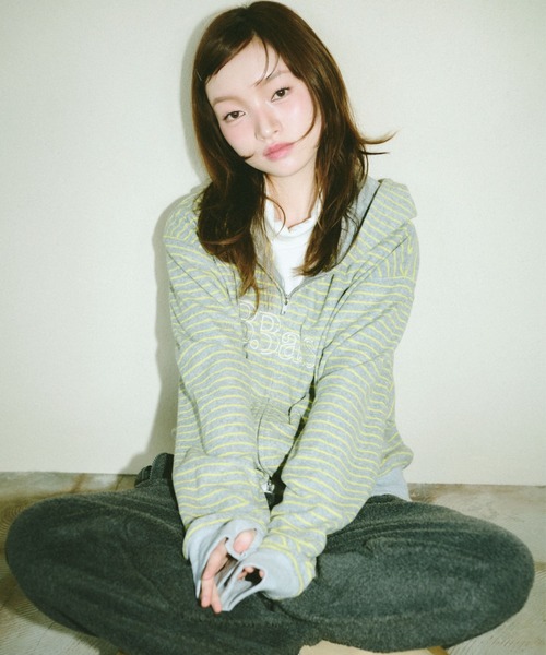 Broken base ボーダー　パーカー BROKEN BASE（ブロークンベース） パーカー B.Base Border Double-Zip