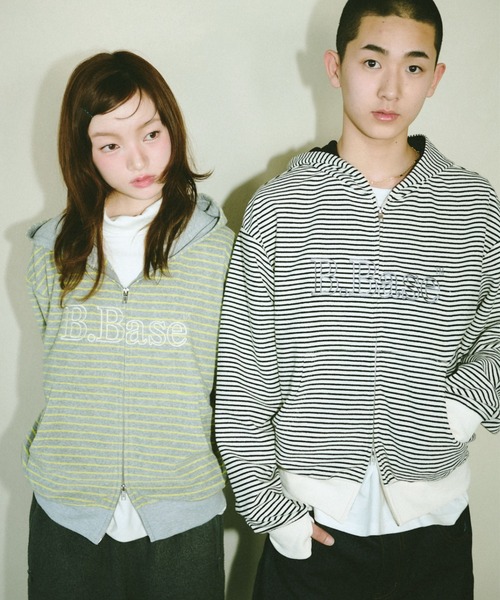 Broken base ボーダー　パーカー BROKEN BASE（ブロークンベース） パーカー B.Base Border Double-Zip