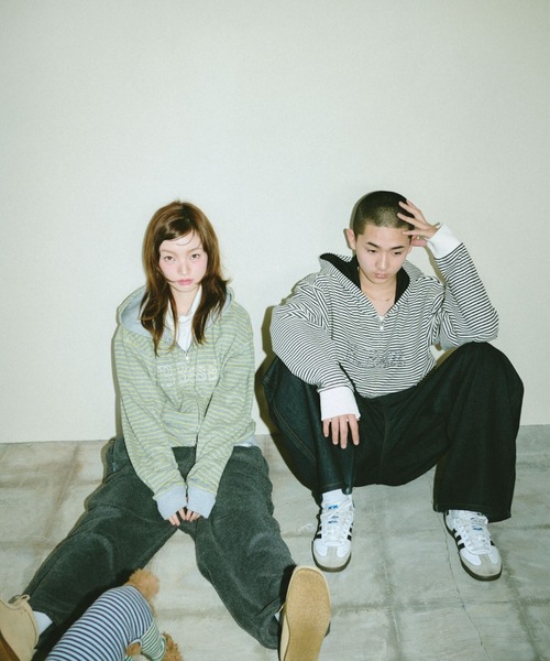 Broken base ボーダー　パーカー BROKEN BASE（ブロークンベース） パーカー B.Base Border Double-Zip