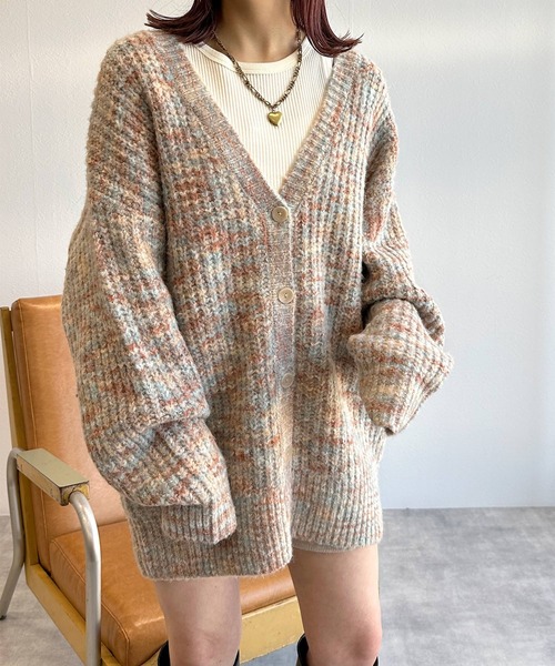 「w closet」 ニットカーディガン FREE ピンク レディース_画像5