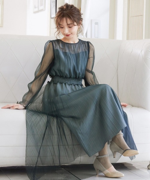 「niana」 長袖ワンピース M ダークグリーン レディースの画像