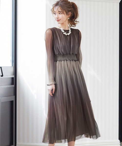 「niana」 長袖ワンピース M ダークグリーン レディースの画像