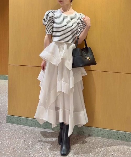 SNIDEL（スナイデル） ロング スカート イレヘムティアードスカート