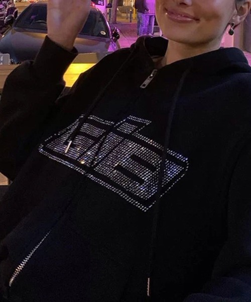 「MEMECLE」 ジップアップパーカー M ブラック レディース_画像2