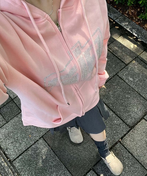 「MEMECLE」 ジップアップパーカー M ブラック レディース_画像4