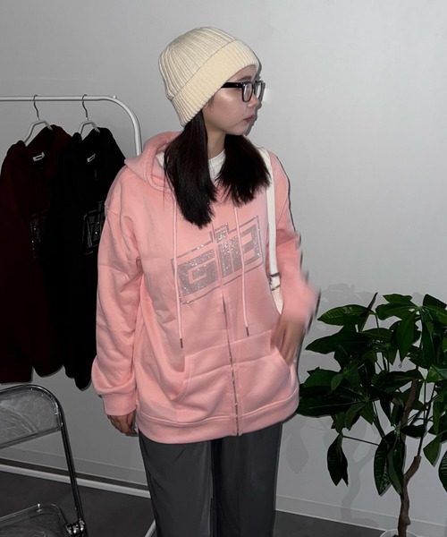 「MEMECLE」 ジップアップパーカー M ブラック レディース_画像9