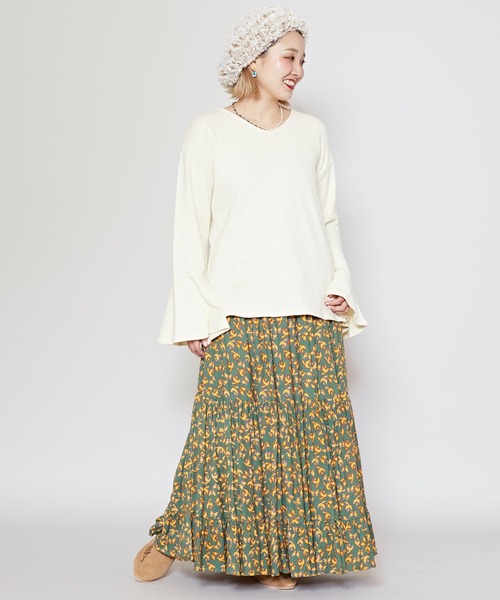 「チャイハネ」 「Amina」長袖カットソー FREE レッド レディース_画像3