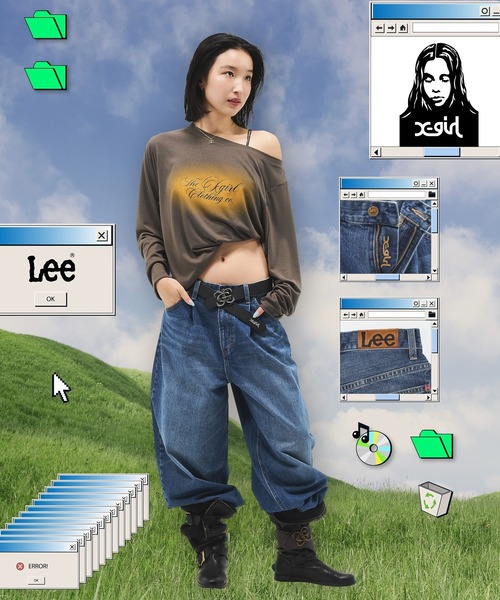 Lee（リー） ワイドパンツ ジーンズ デニム デニムパンツ X-girl x Lee