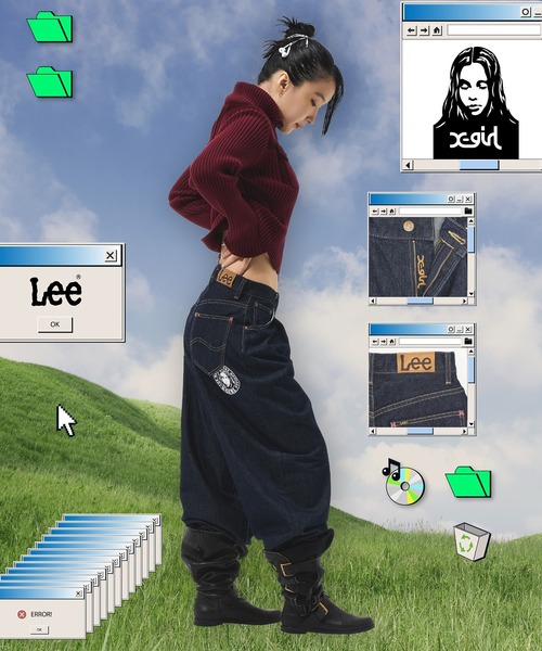 Lee（リー） ワイドパンツ ジーンズ デニム デニムパンツ X-girl x Lee