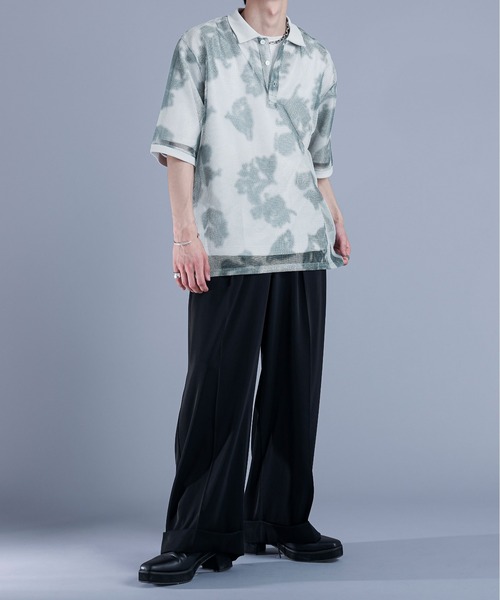 「Ellno Loset」 半袖シャツ SMALL グレー メンズ_画像6