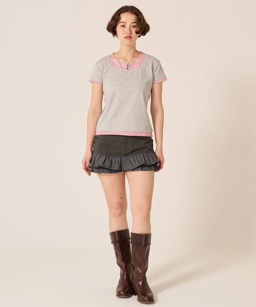 ドット フリル ティアード ショートパンツ TINA：JOJUN TINA：JOJUN（ティーナジョジュン） パンツ ドット フリル ティアード